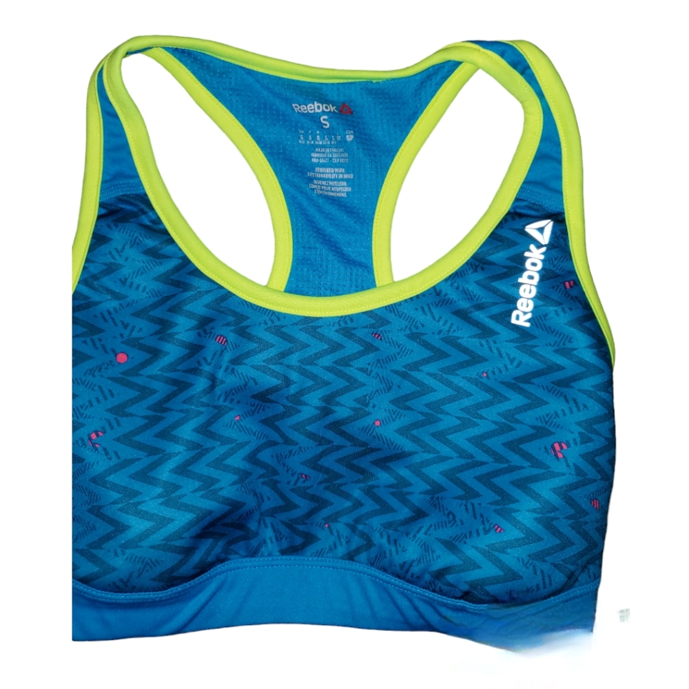Reebok Athletic crop top blue and green size Small